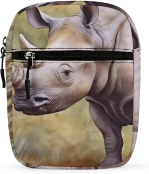 Rhinoceros Mama and Little Cute Crossbody Bags Small Sling Purse Travel Shoulder Bag with Adjustable Strap for Men Women