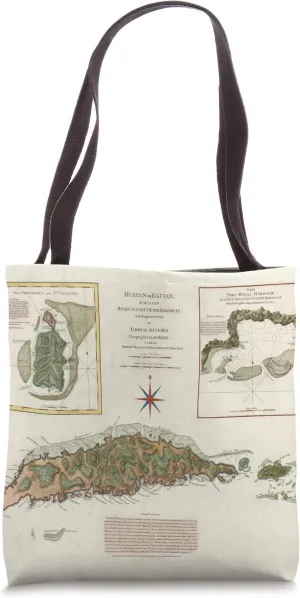 Roatan Honduras Vintage Map Tote Bag
