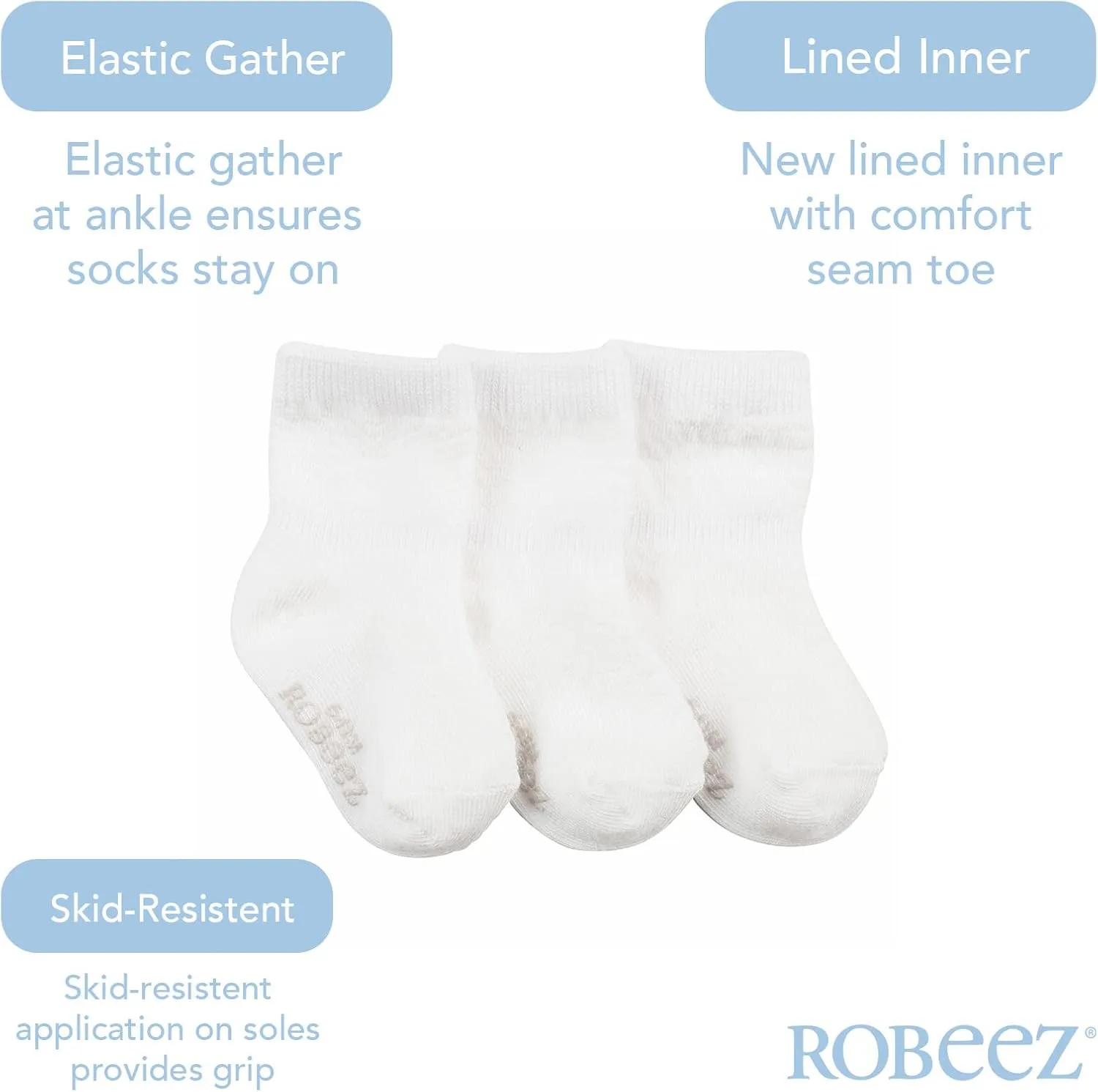 Robeez Girl's Baby, Infant, Toddler Soft Cotton Non-Slip Socks/Kickproof Seamless Design (3 Pack)
