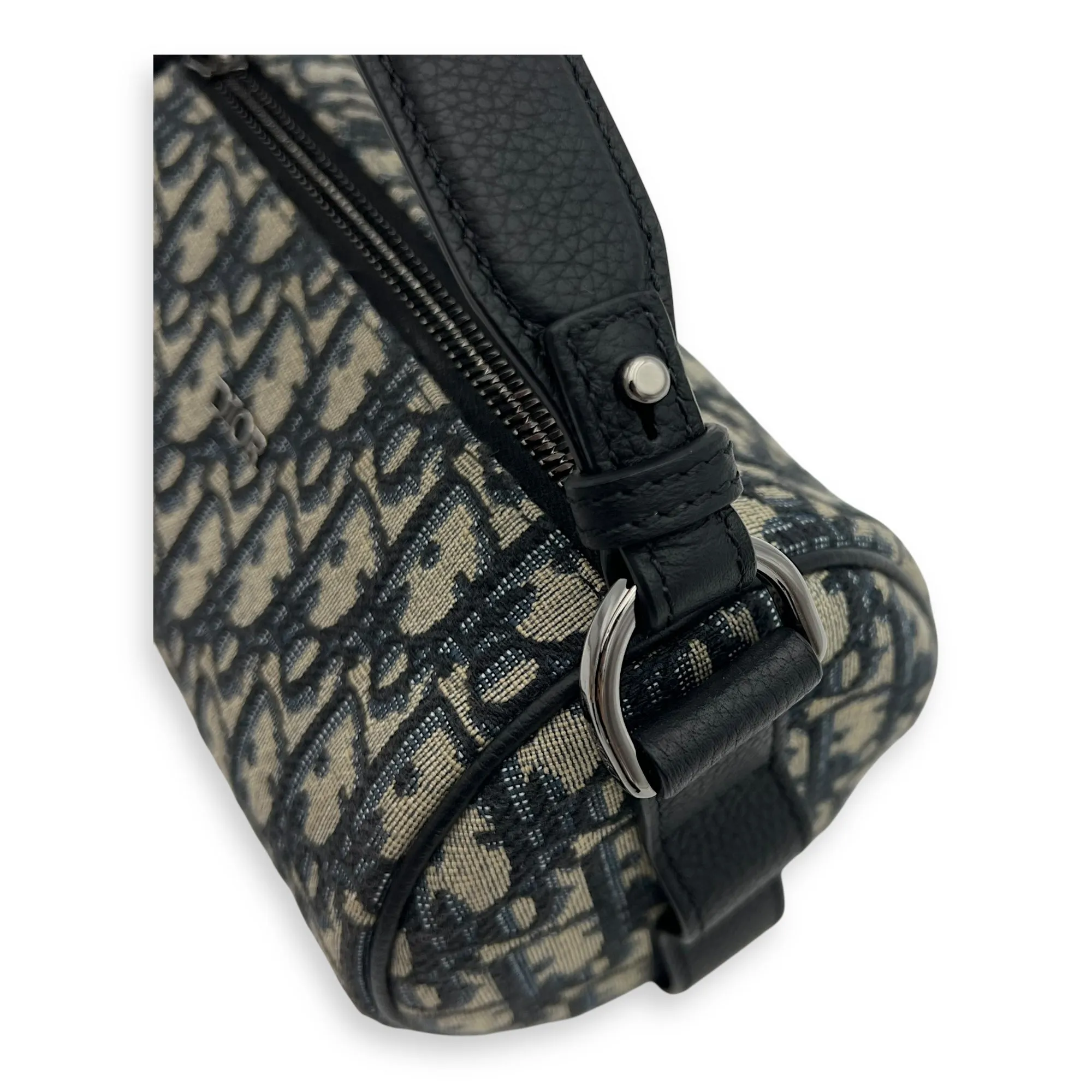 Roller Crossbody Bag Blue in Jacquard, Silver hardware