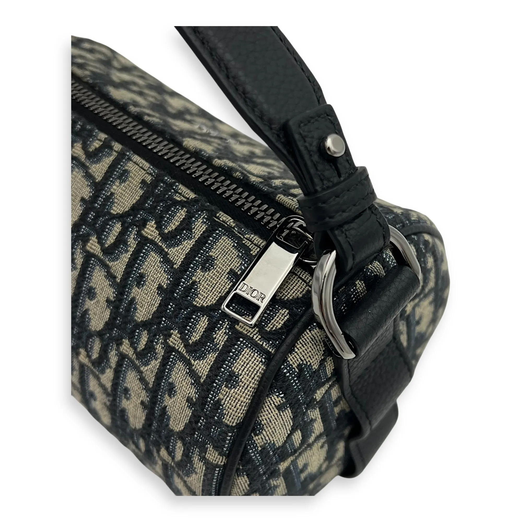 Roller Crossbody Bag Blue in Jacquard, Silver hardware