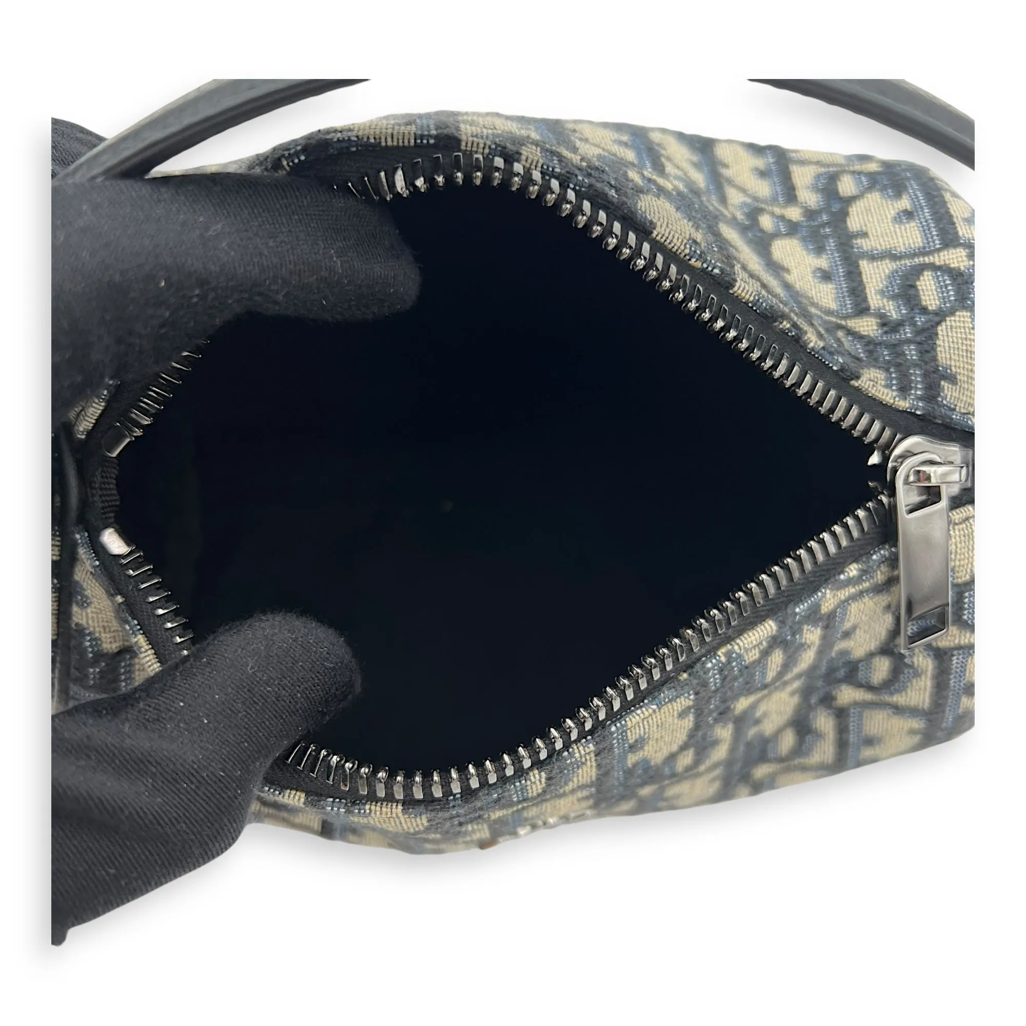 Roller Crossbody Bag Blue in Jacquard, Silver hardware