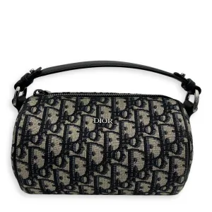 Roller Crossbody Bag Blue in Jacquard, Silver hardware