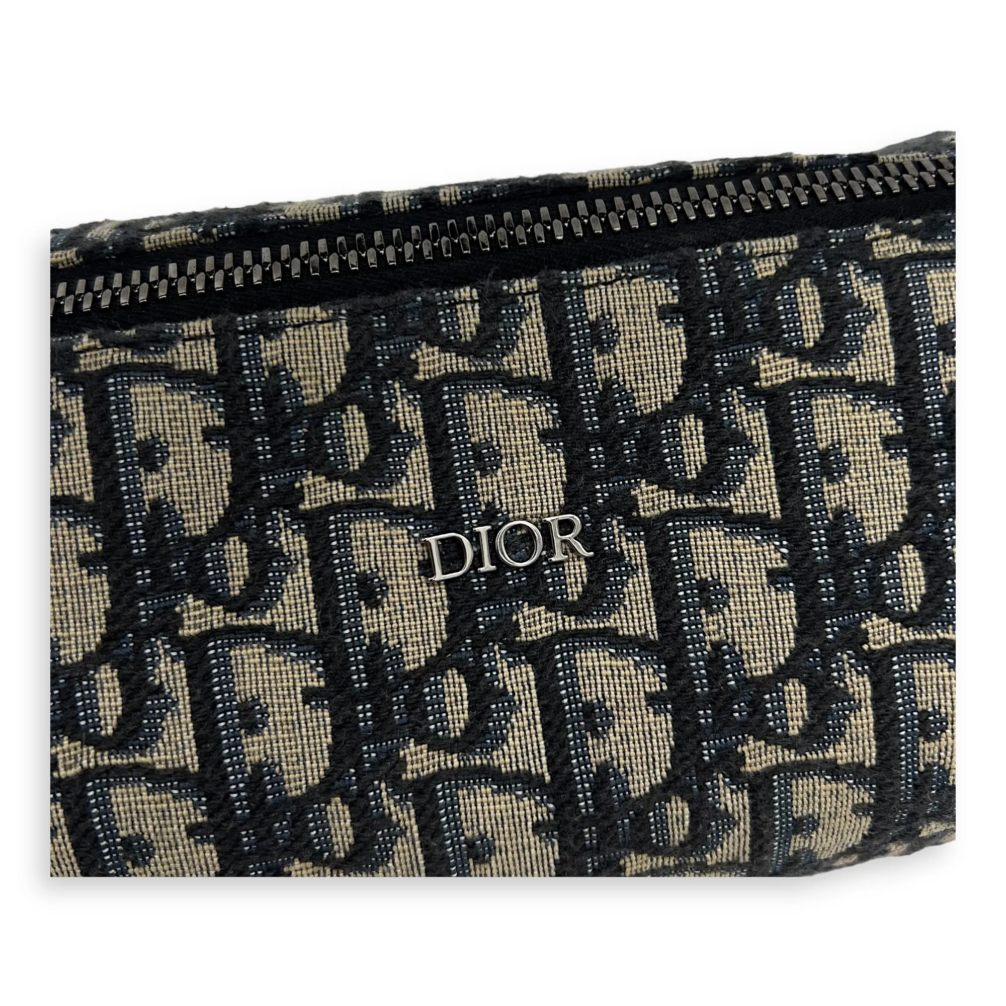 Roller Crossbody Bag Blue in Jacquard, Silver hardware