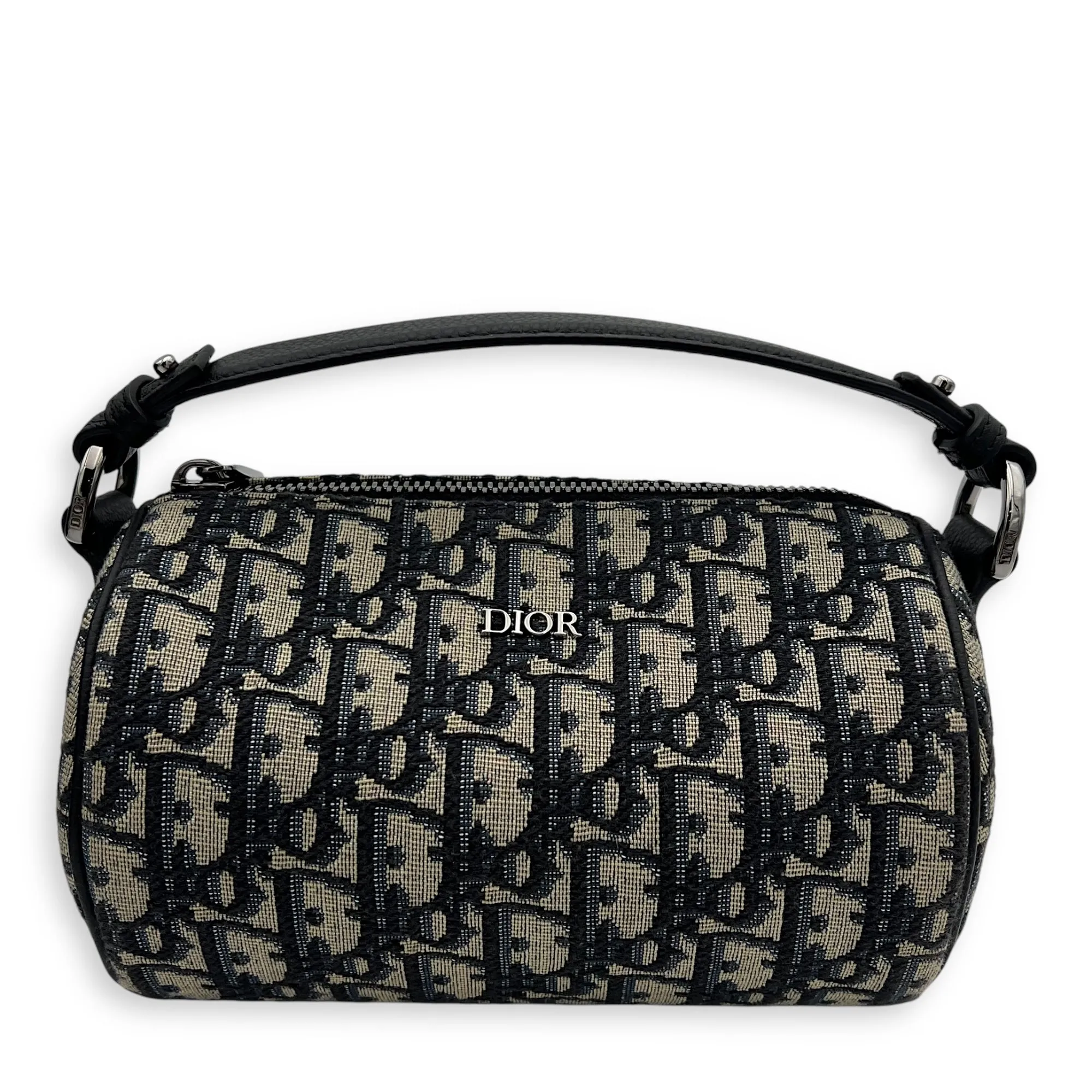 Roller Crossbody Bag Blue in Jacquard, Silver hardware