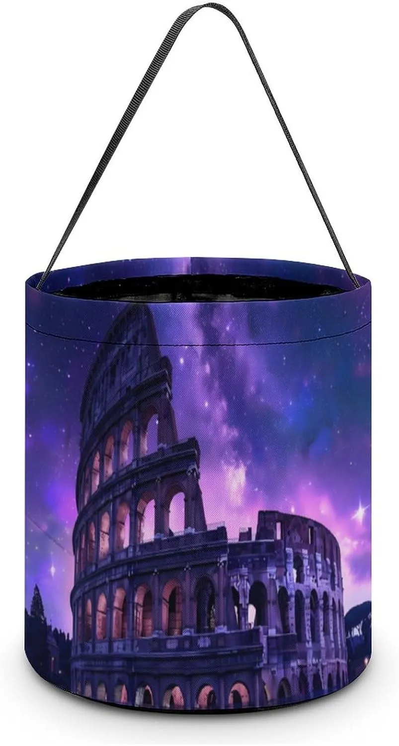 Rome Italy Famous Ancient Landmark Halloween Tote Bag Portable Halloween Candy Buckets Grocery Bag for Halloween Party