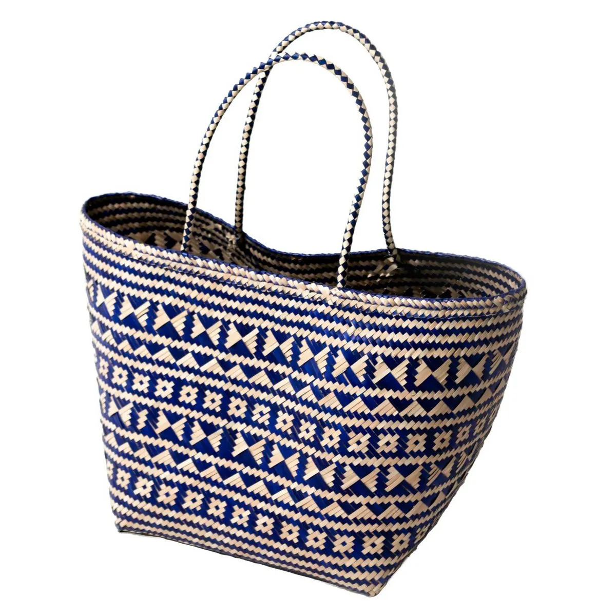 Rootz  Blue Shopping Bag | Beach Bag | Tote Bag KIDUL made of Rattan
