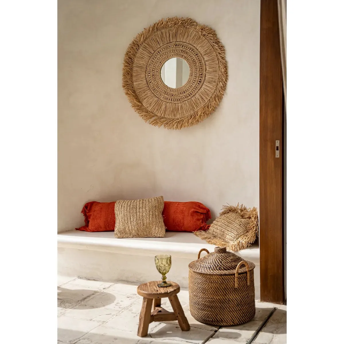 Rootz Colonial Storage Basket - Rattan Basket - Decorative Bin - Easy Mobility - 40cm x 39cm x 40cm