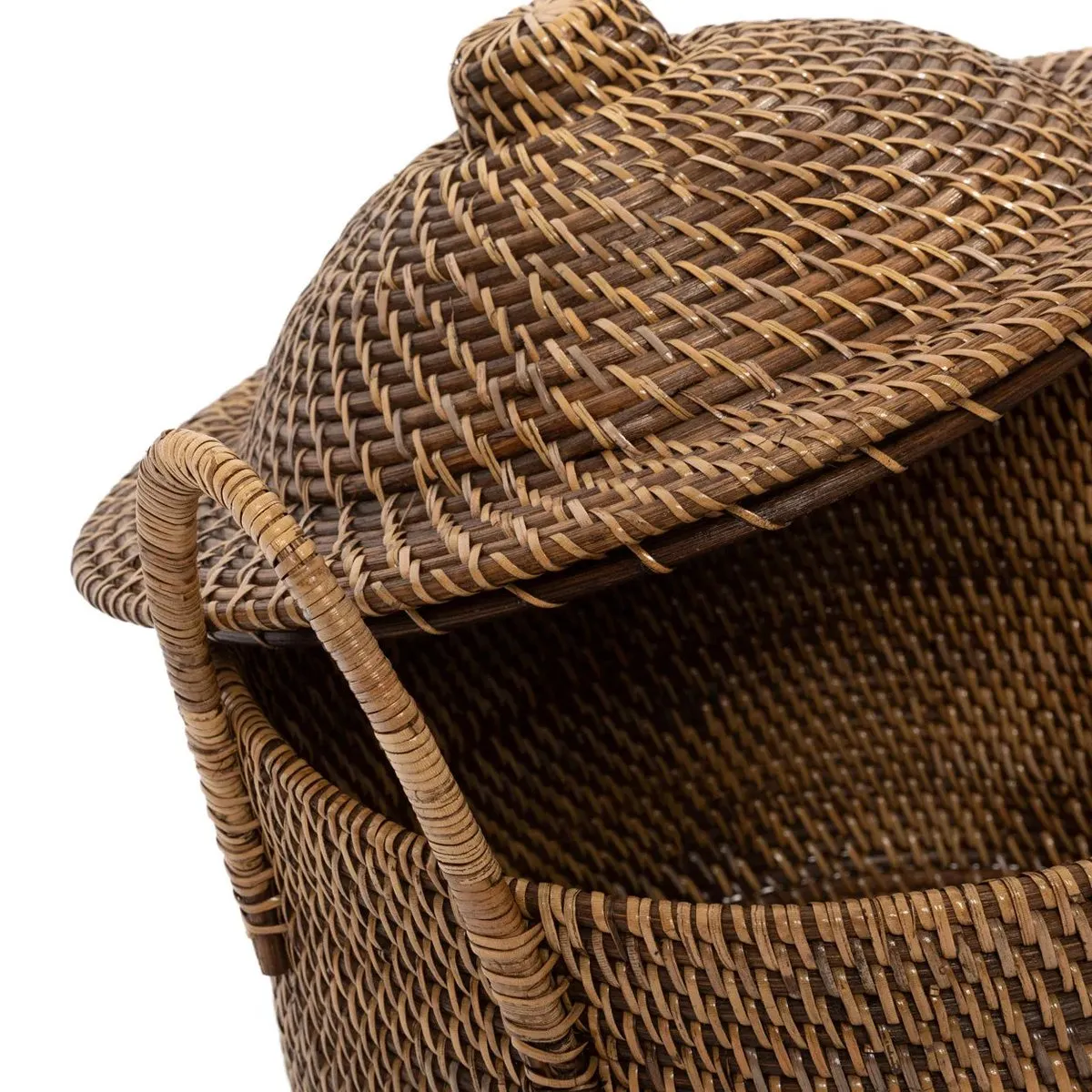 Rootz Colonial Storage Basket - Rattan Basket - Decorative Bin - Easy Mobility - 40cm x 39cm x 40cm