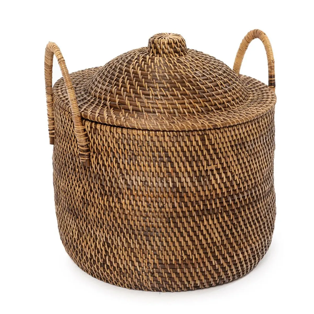 Rootz Colonial Storage Basket - Rattan Basket - Decorative Bin - Easy Mobility - 40cm x 39cm x 40cm