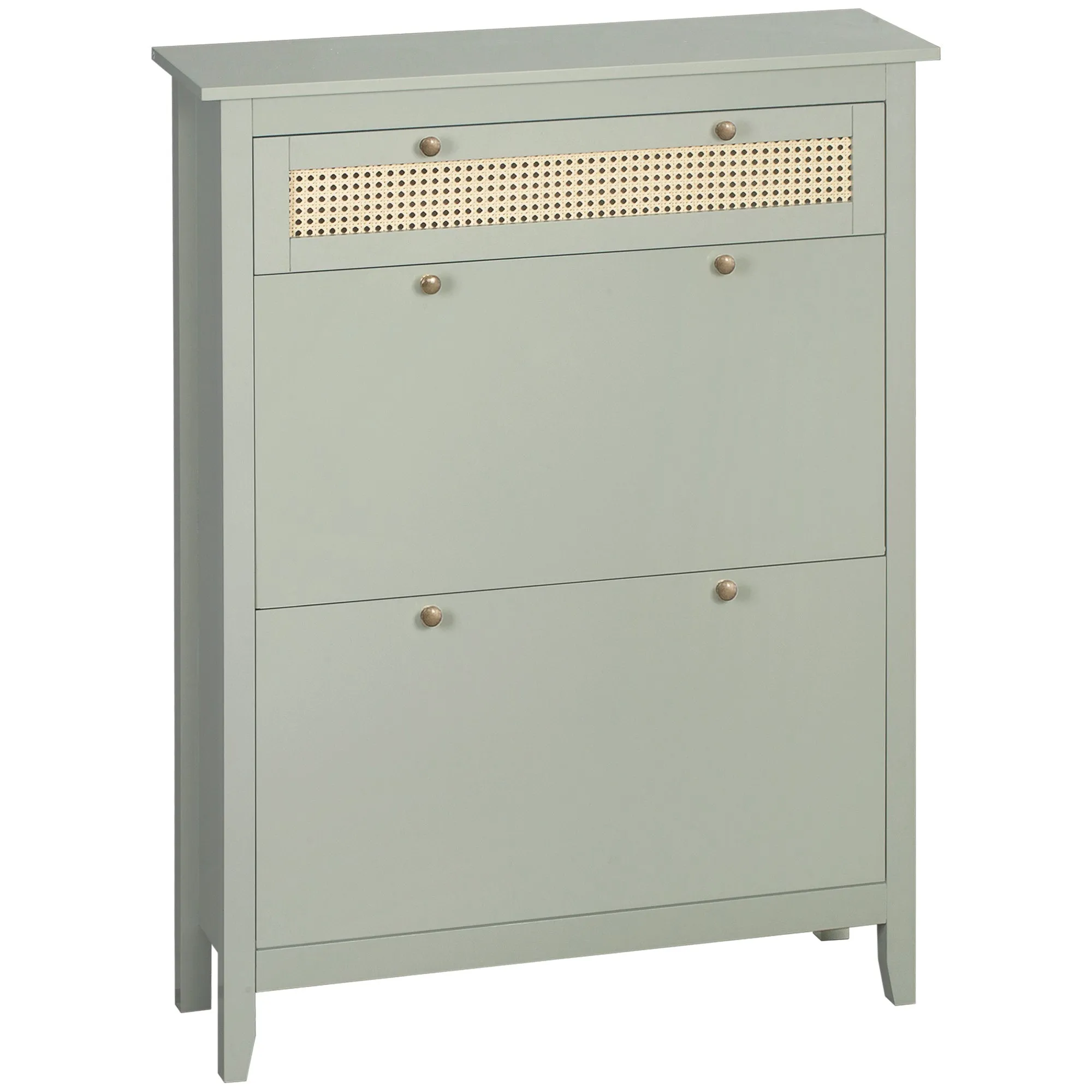 Rootz Shoe Cabinet - Boho-Chic Storage - Rattan Style - Adjustable Shelves - 88cm x 30cm x 120cm