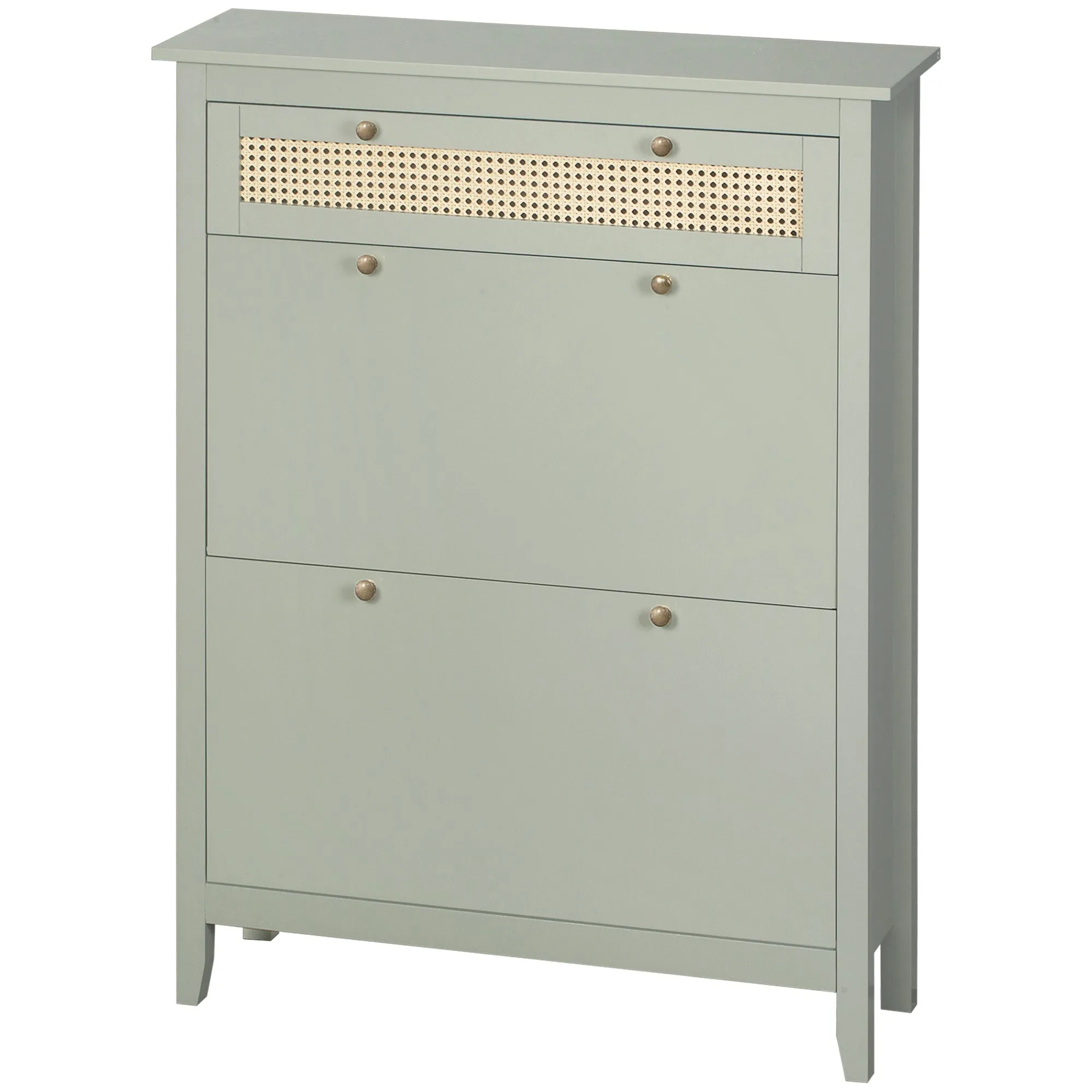 Rootz Shoe Cabinet - Boho-Chic Storage - Rattan Style - Adjustable Shelves - 88cm x 30cm x 120cm