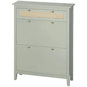 Rootz Shoe Cabinet - Boho-Chic Storage - Rattan Style - Adjustable Shelves - 88cm x 30cm x 120cm