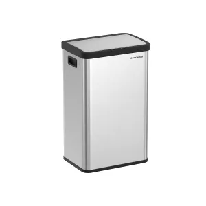 Rootz Steel Trash Can - Garbage Bin - Waste Basket - Durable Construction - 41cm x 29.5cm x 67cm - Metallic Silver - 68L Capacity