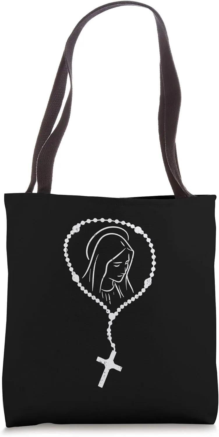 Rosary Virgin Mary God Jesus Faith Religious Catholic Gift Tote Bag