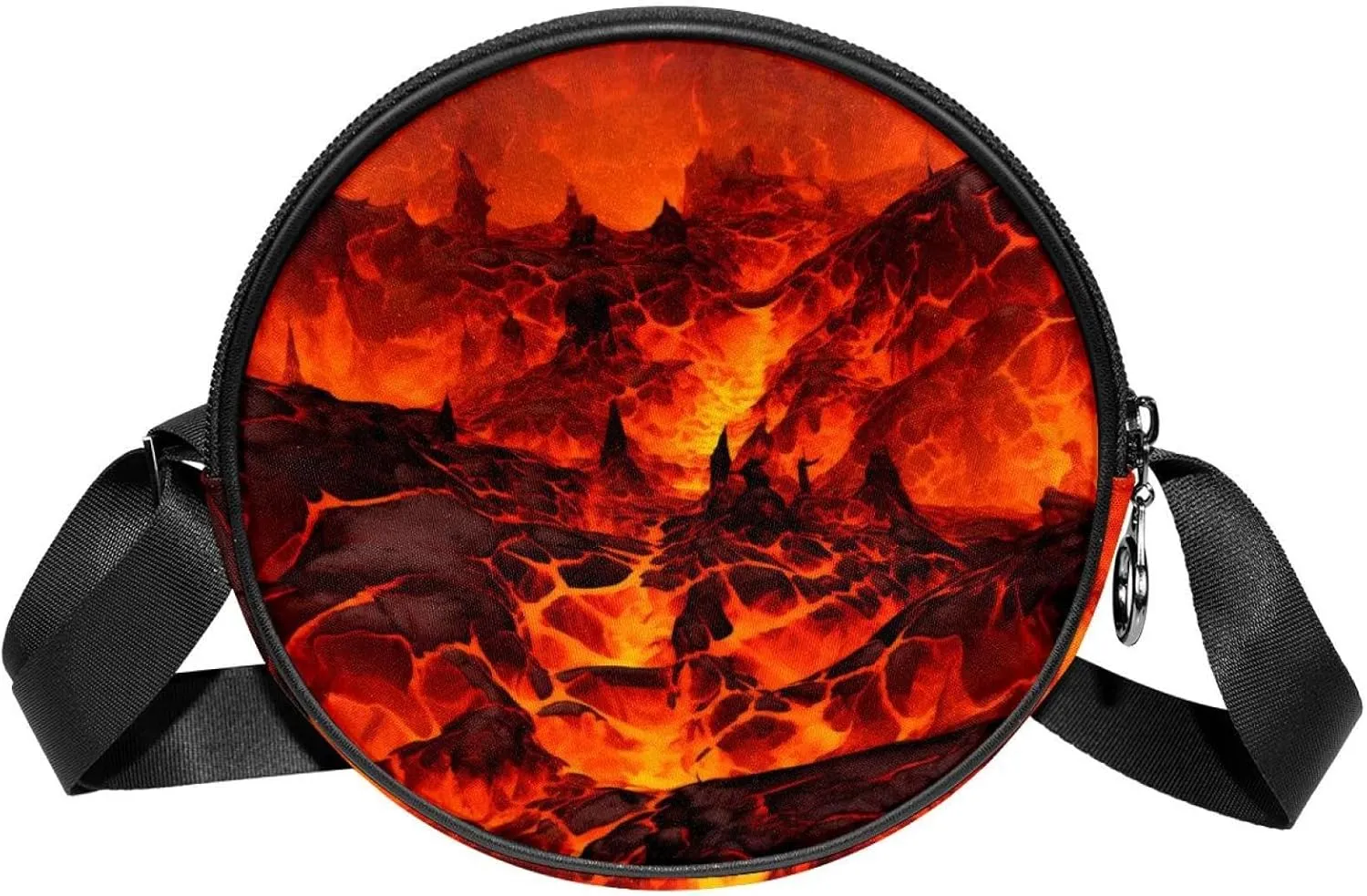 Round Crossbody Bags for Traveling, Womens Purses, Volcano Pattern