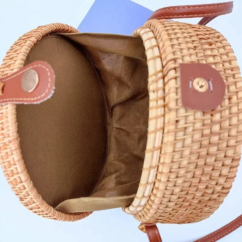 Round Rattan Bag | Blue Ivy