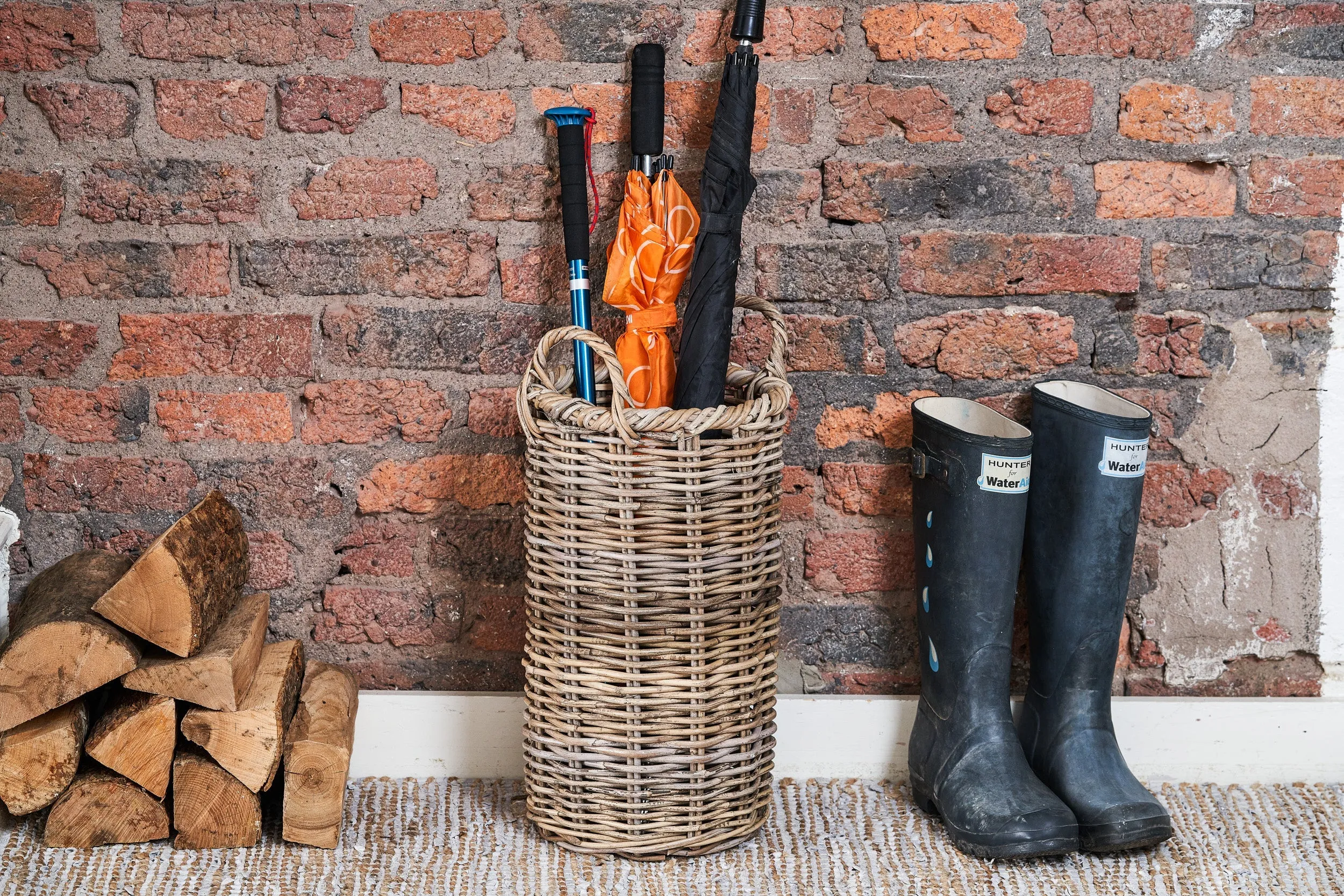 Round Rattan Umbrella Basket