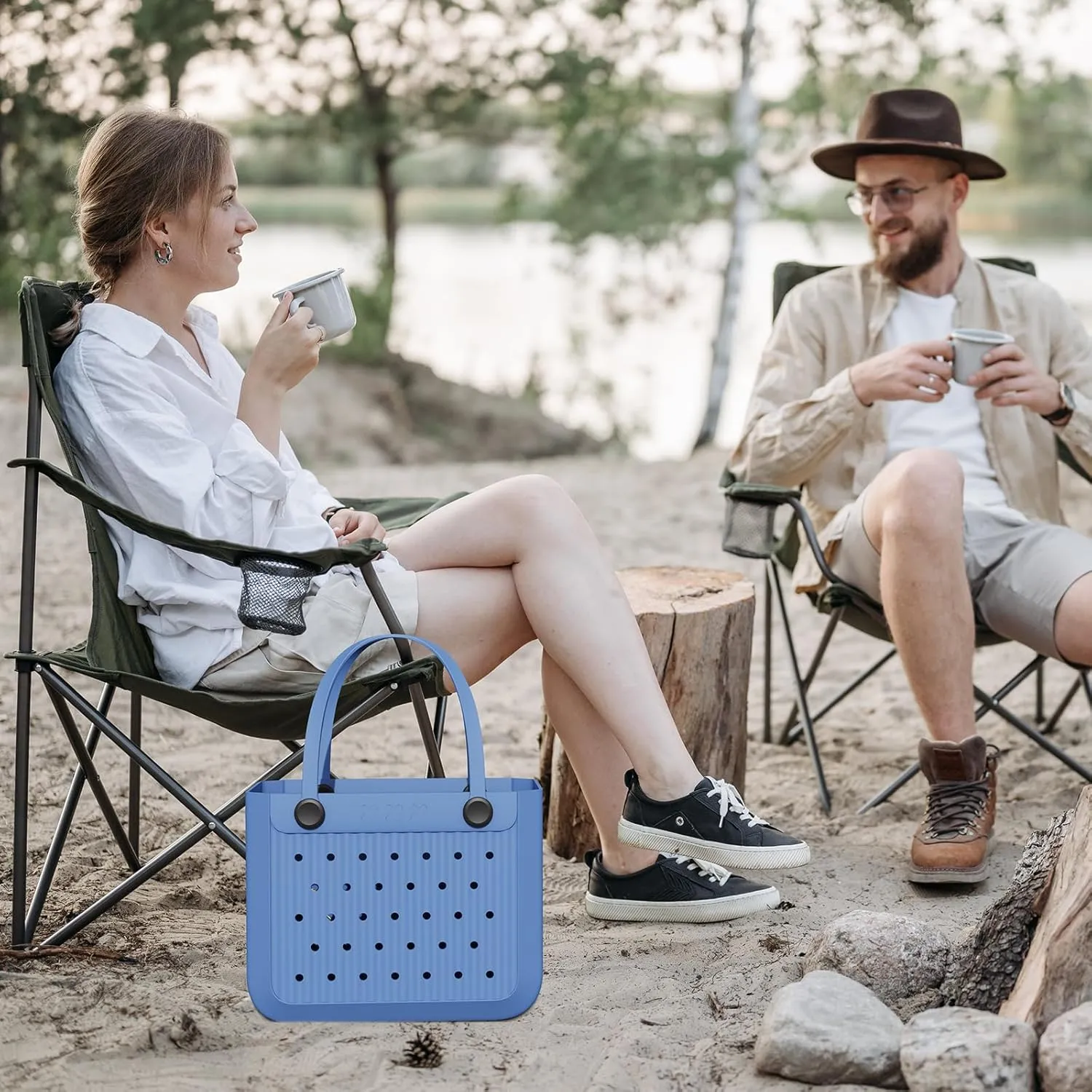 Rubber Beach Tote Bag, Waterproof EVA Travel Tote Washable Beach Handbags for Sports Outdoor Anti-Tip Bag