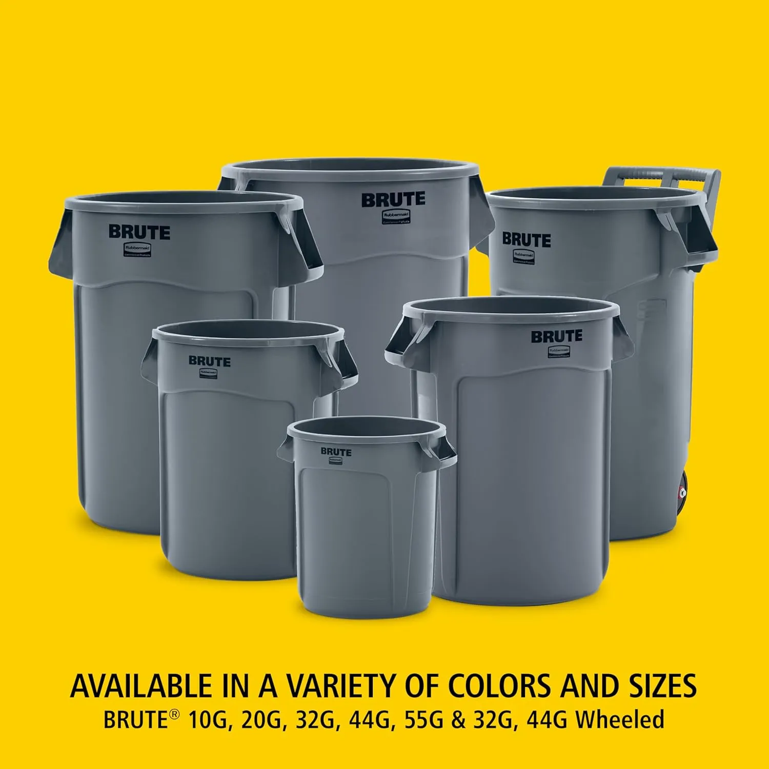 Rubbermaid Commercial Products BRUTE Heavy-Duty Round Trash/Garbage Can, 10-Gallon, White, Outdoor Waste Container for Landscapers/Construction/Restaurants/Back of House/Offices/Warehouses