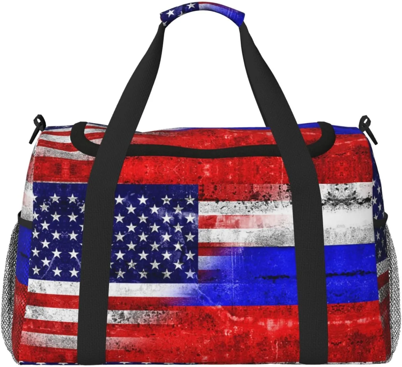 Russian America Flag Duffel Travel Gym Sports Overnight Weekend Duffle Bags For Men Women