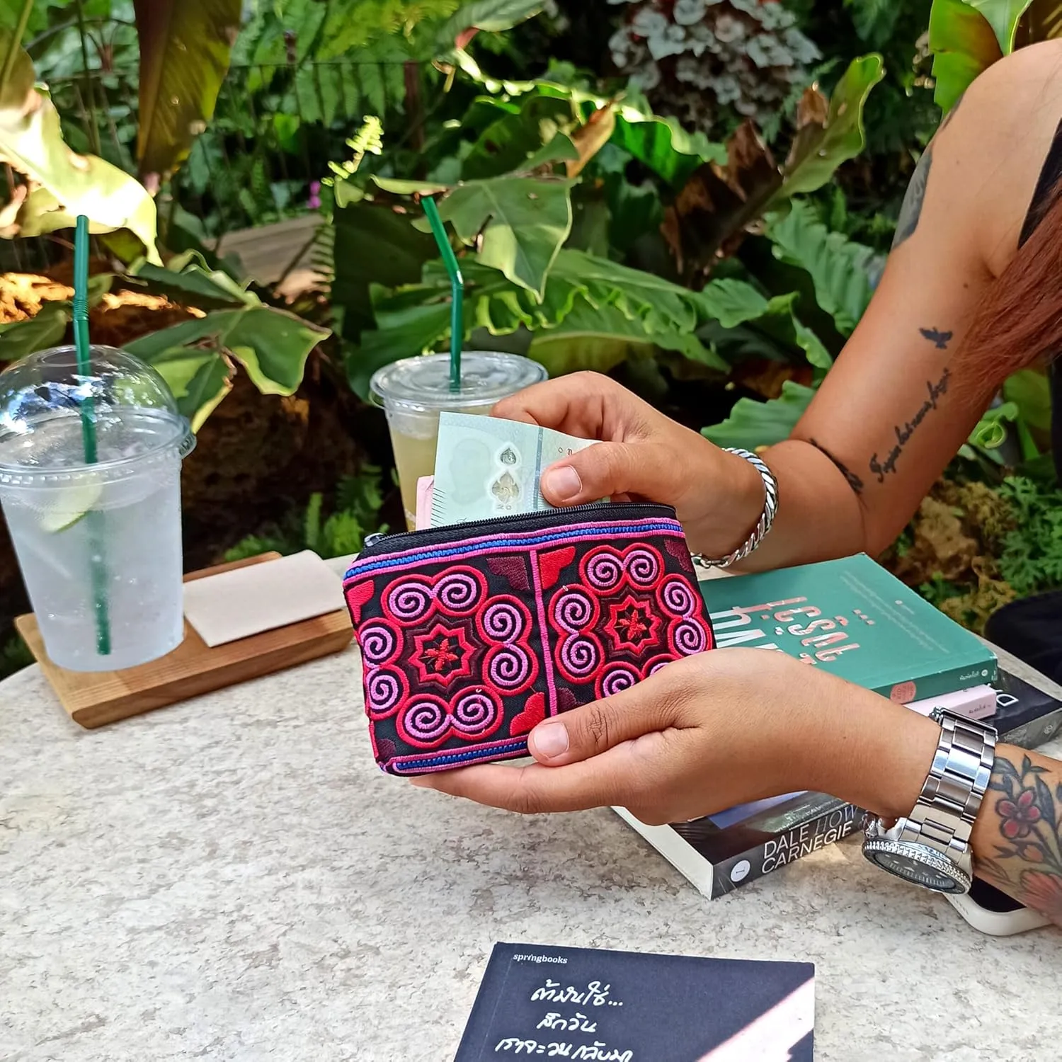 Sabai Jai Boho Coin Purse: Handmade Small Embroidered Change Pouch for Women - Colorful, Ethnic, Eco Friendly & Sustainable