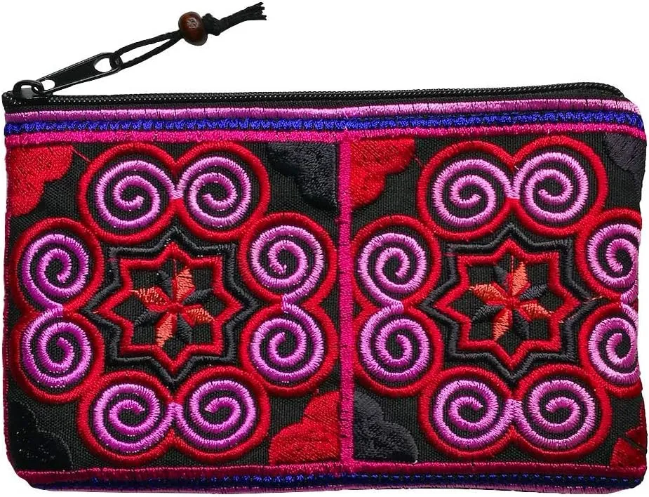 Sabai Jai Boho Coin Purse: Handmade Small Embroidered Change Pouch for Women - Colorful, Ethnic, Eco Friendly & Sustainable