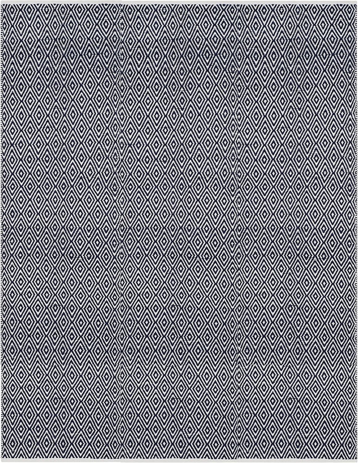 SAFAVIEH Boston Collection 4' x 6' Navy BOS682D Handmade Flatweave Cotton Area Rug