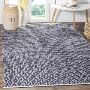 SAFAVIEH Boston Collection 4' x 6' Navy BOS682D Handmade Flatweave Cotton Area Rug