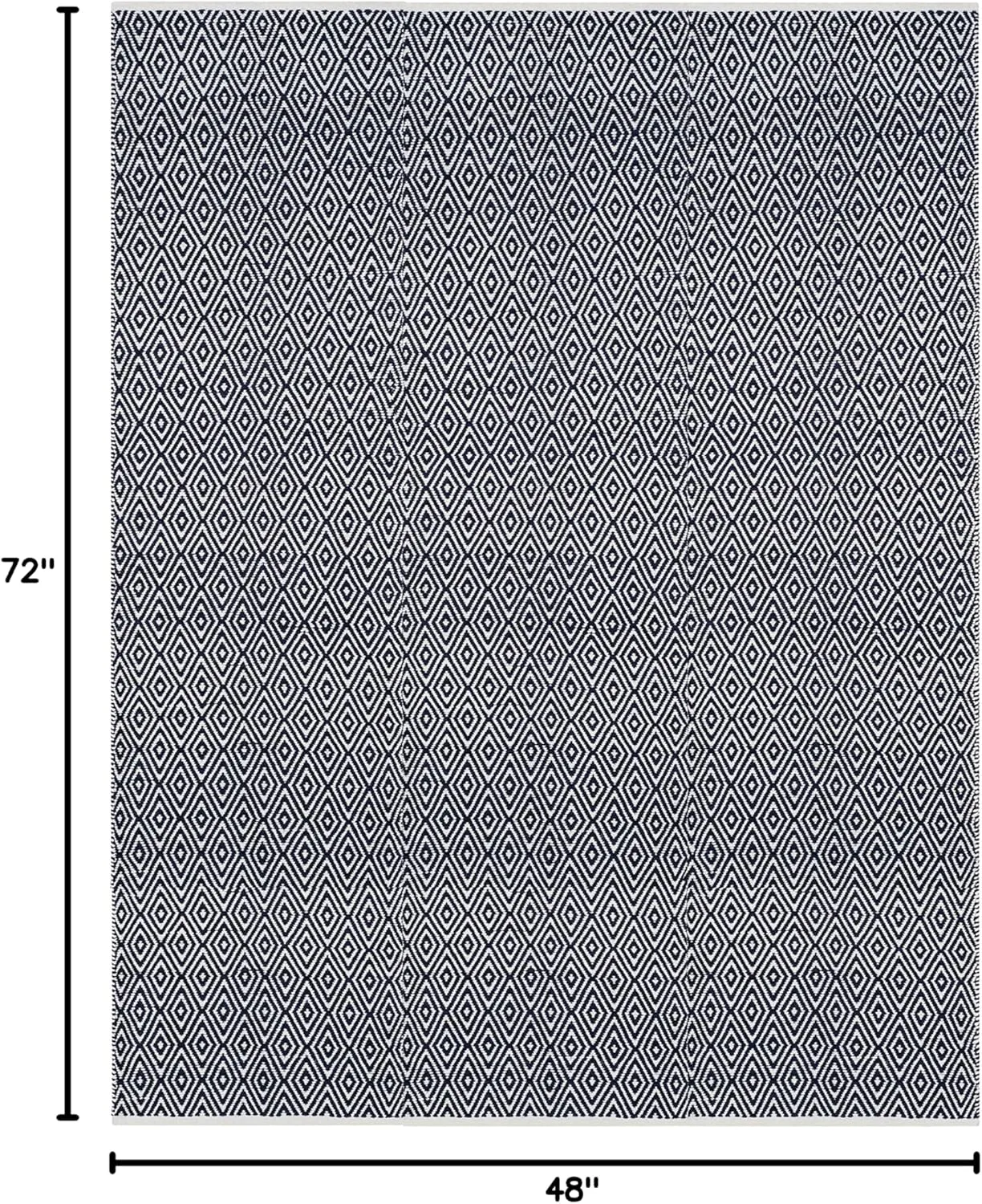 SAFAVIEH Boston Collection 4' x 6' Navy BOS682D Handmade Flatweave Cotton Area Rug