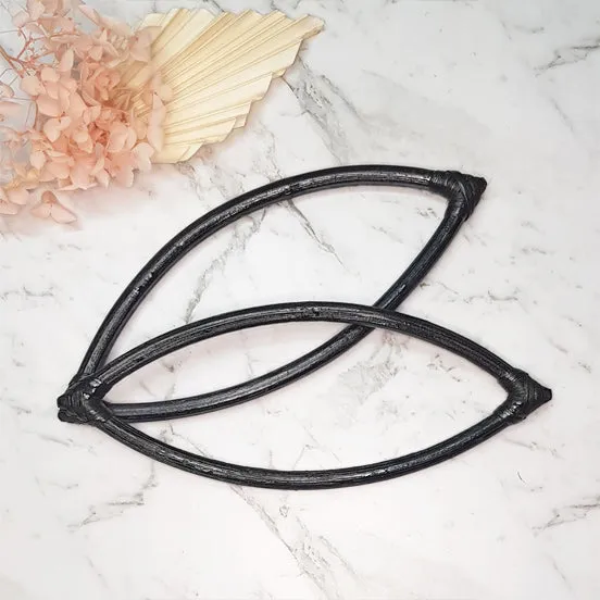 SALE - Rattan Bag Handles Eye Shaped - Black
