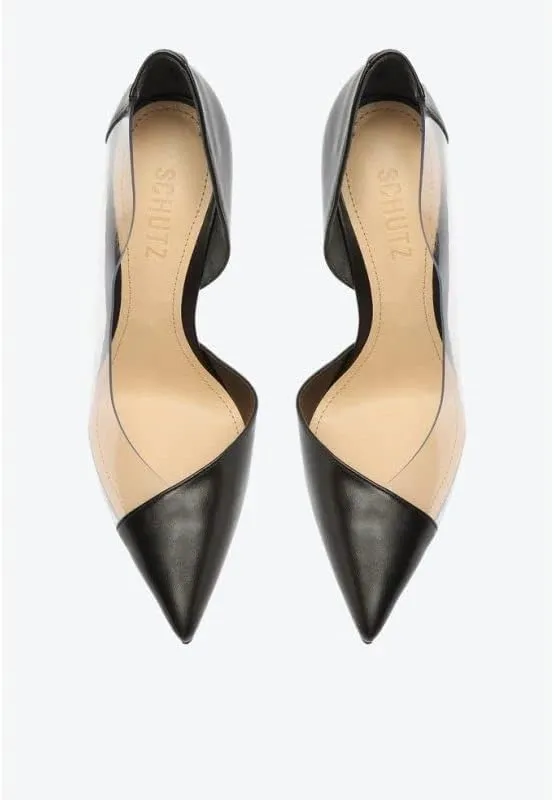 SCHUTZ Cheslie Black Metallic Slip On Pointed Toe Stiletto High Heel Pumps, 5.5