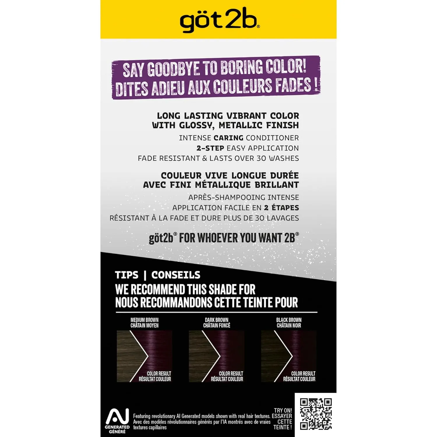 Schwarzkopf Got2b Metallics Permanent Hair Color, M49 Smoky Violet (Pack of 2)