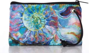 Sea Bags Recycled Sail Cloth Multicolor Nautilus Wristlet Zip Top Wristlet Clutch Zippered Wallet with Strap