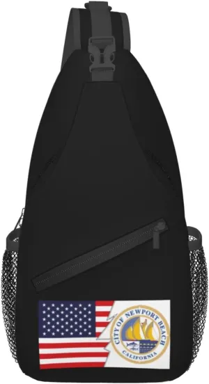 Seal Of Newport Beach, California And America Crossbody Bags For Women Men Chest Backpack Gym Shoulder Bag Travel Outdoor Sports Casual Crossbody Bags