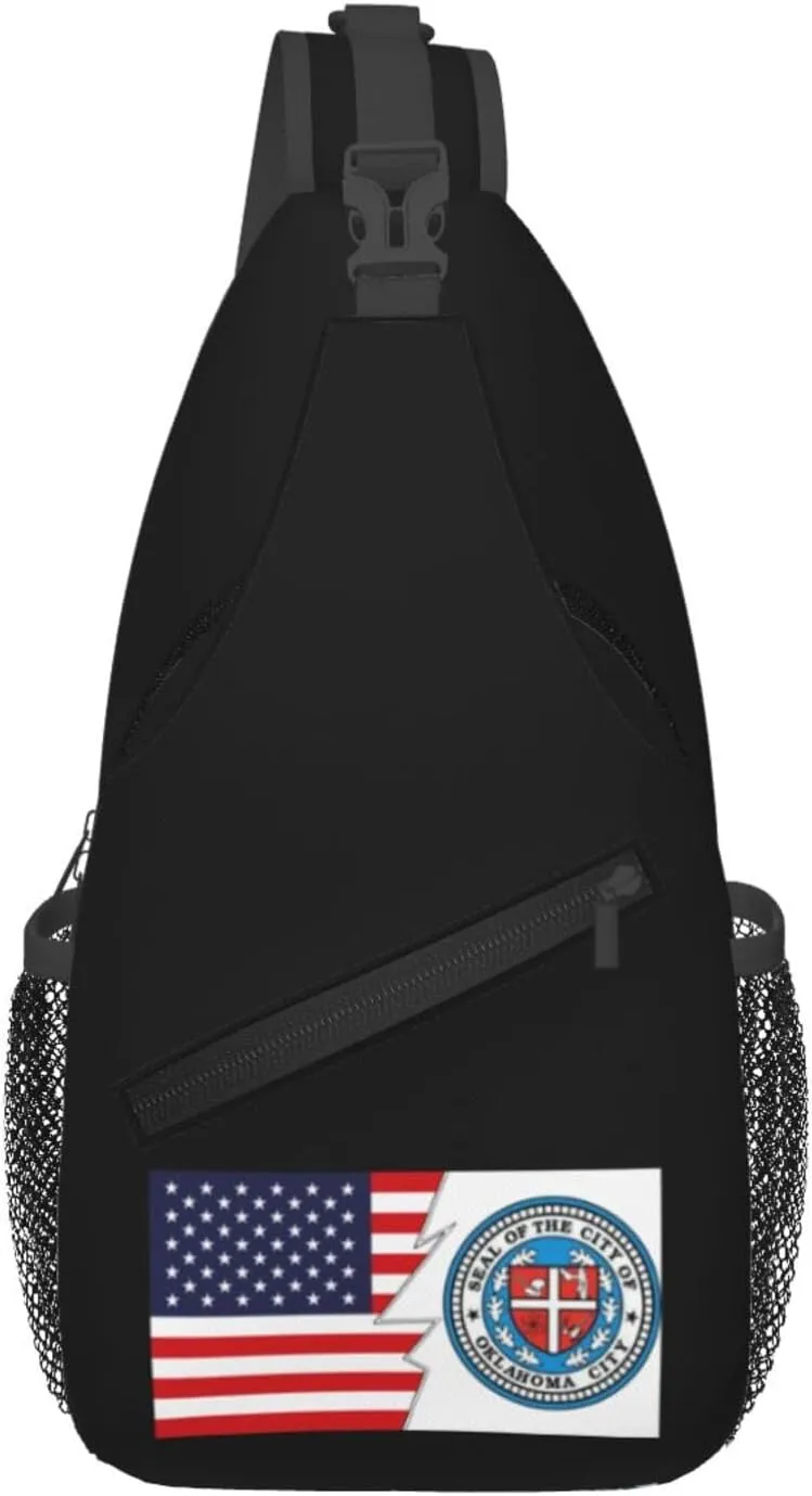 Seal Of Oklahoma City, Oklahoma And America Crossbody Bags For Women Men Chest Backpack Gym Shoulder Bag Travel Outdoor Sports Casual Crossbody Bags