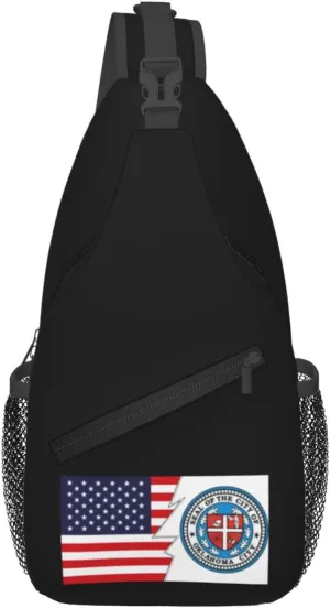 Seal Of Oklahoma City, Oklahoma And America Crossbody Bags For Women Men Chest Backpack Gym Shoulder Bag Travel Outdoor Sports Casual Crossbody Bags