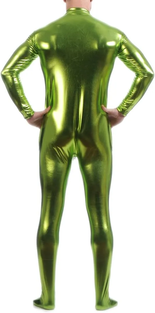 Seeksmile Unisex Metallic Bodysuit Zentai without Hood Adult Shiny One Piece Spandex Body Suit Halloween Costume
