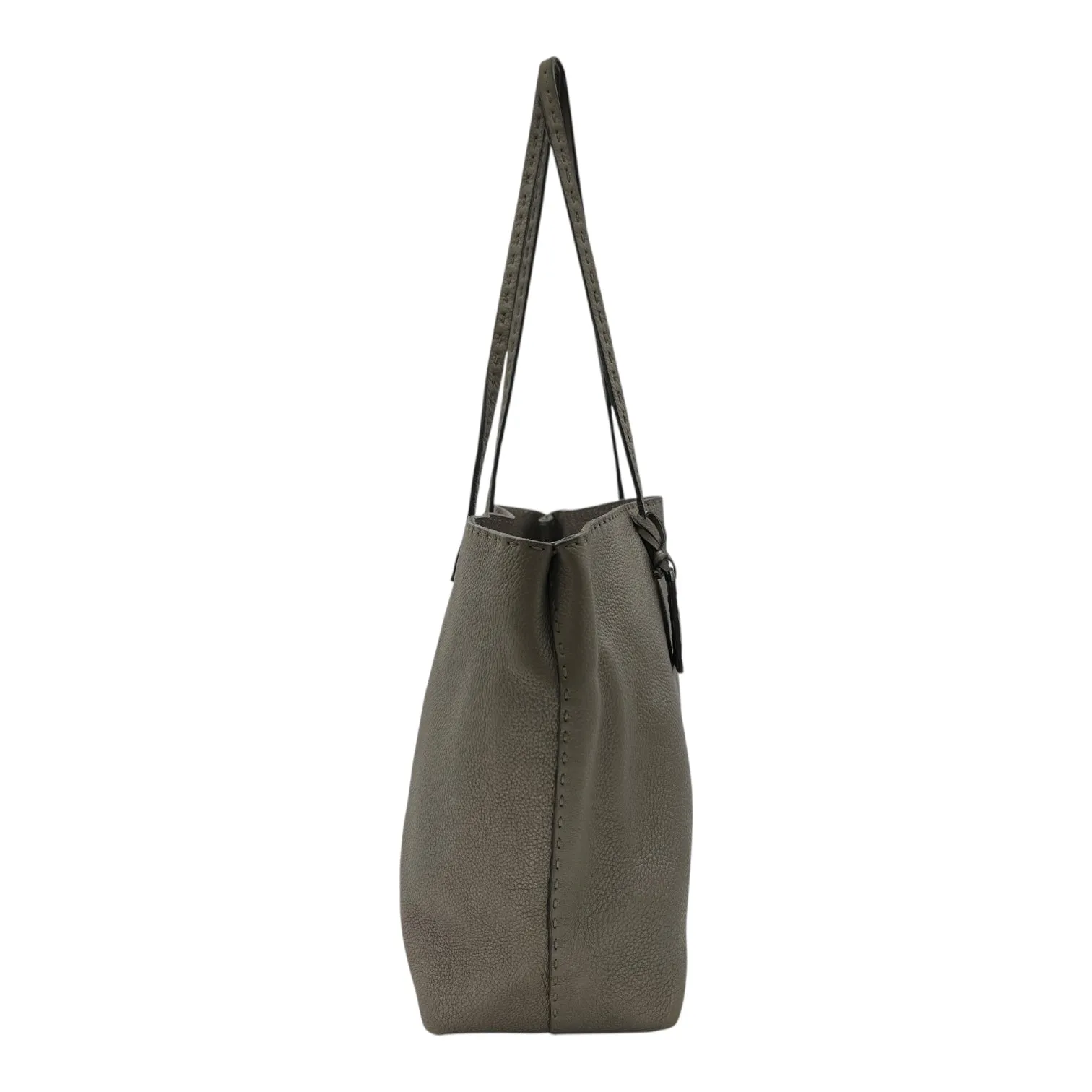 Selleria Metallic Grey Tote Bag in Calfskin, Silver hardware