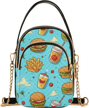 senya Hamburger Juice Crossbody Handbags for Women Casual Leather Shoulder Phone Purse