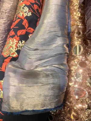 Sheer Crinkled Shot Satin - Gold/Cadet Blue