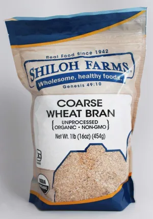 Shiloh Farms Organic Coarse Wheat Bran Unprocessed -- 16 oz - PACK of 2 BAGS