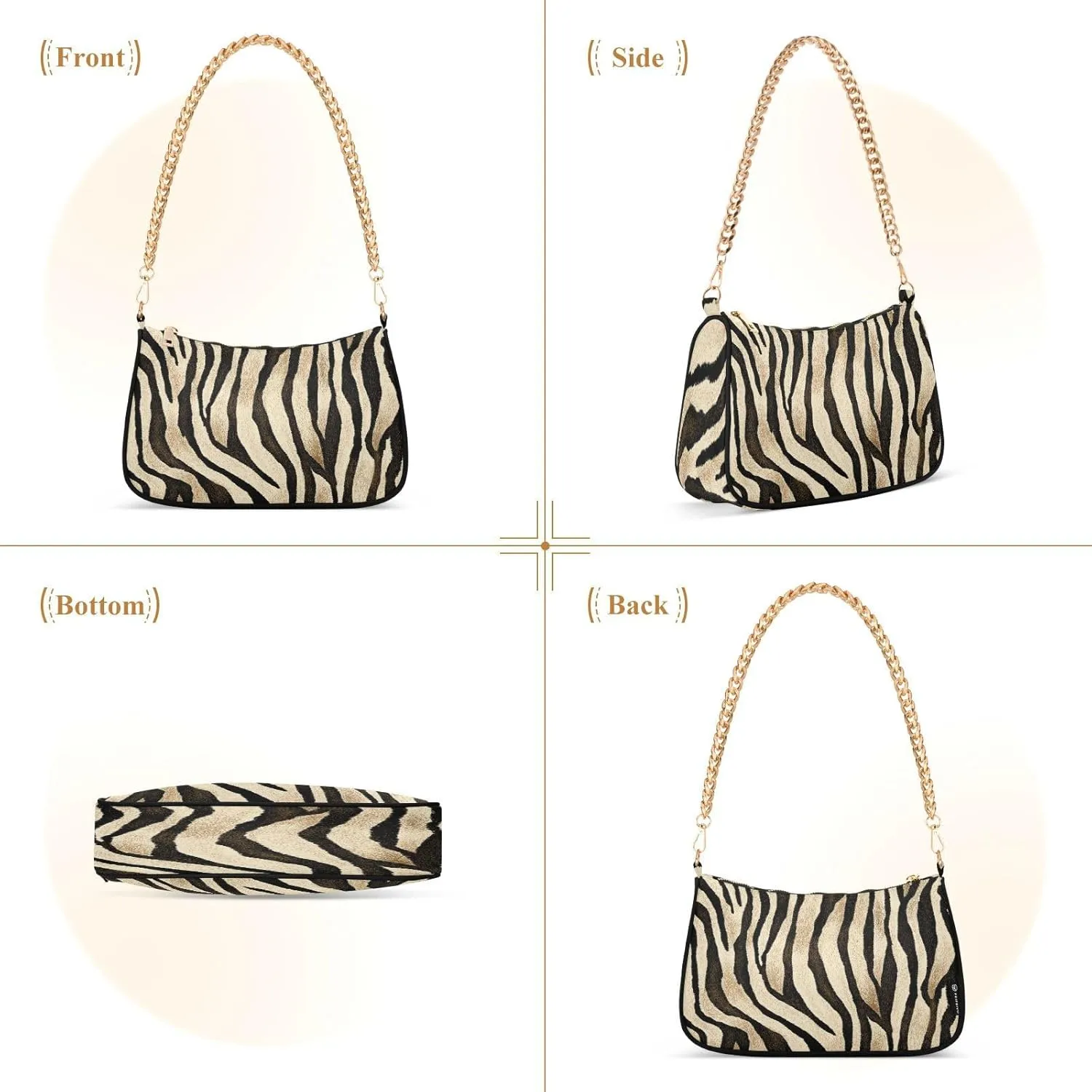 Shoulder Bags for Women Animal Zebra Leopard Cheetah Tiger Print Hobo Tote Handbag Small Clutch Purse with Zipper Closure