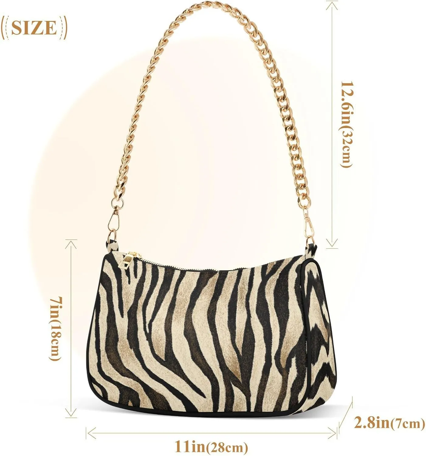 Shoulder Bags for Women Animal Zebra Leopard Cheetah Tiger Print Hobo Tote Handbag Small Clutch Purse with Zipper Closure