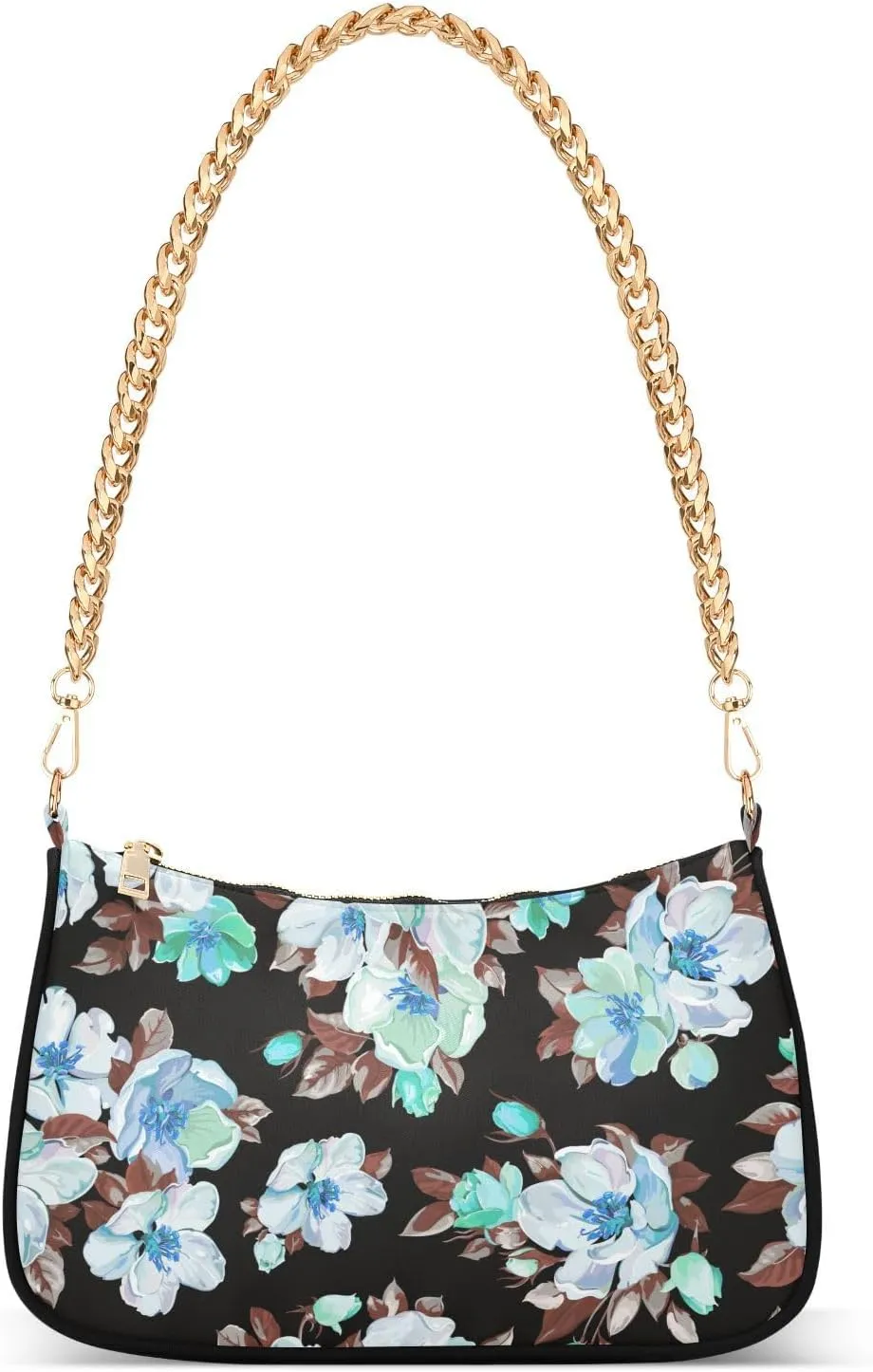 Shoulder Bags for Women Flowers Handbag Small Clutch Purse with Zipper Closure Multicolor 1