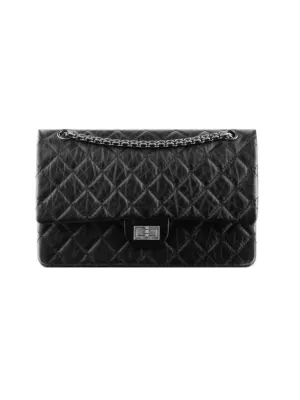 Shoulder Ruthenium Chanel Chain Large *00% satisfaction guarantee 255 Special collection Black Bag Flap  Calfskin Vintage