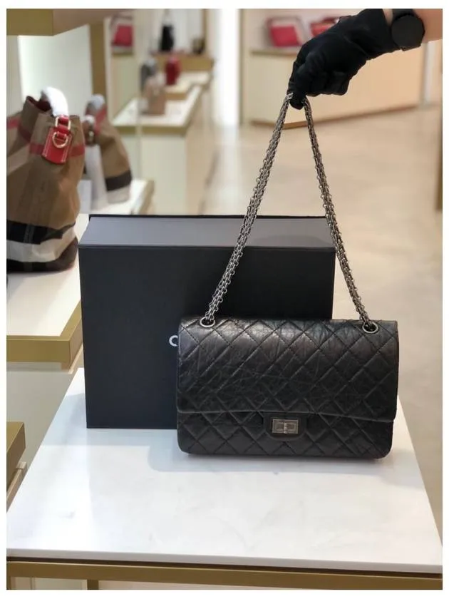 Shoulder Ruthenium Chanel Chain Large *00% satisfaction guarantee 255 Special collection Black Bag Flap  Calfskin Vintage