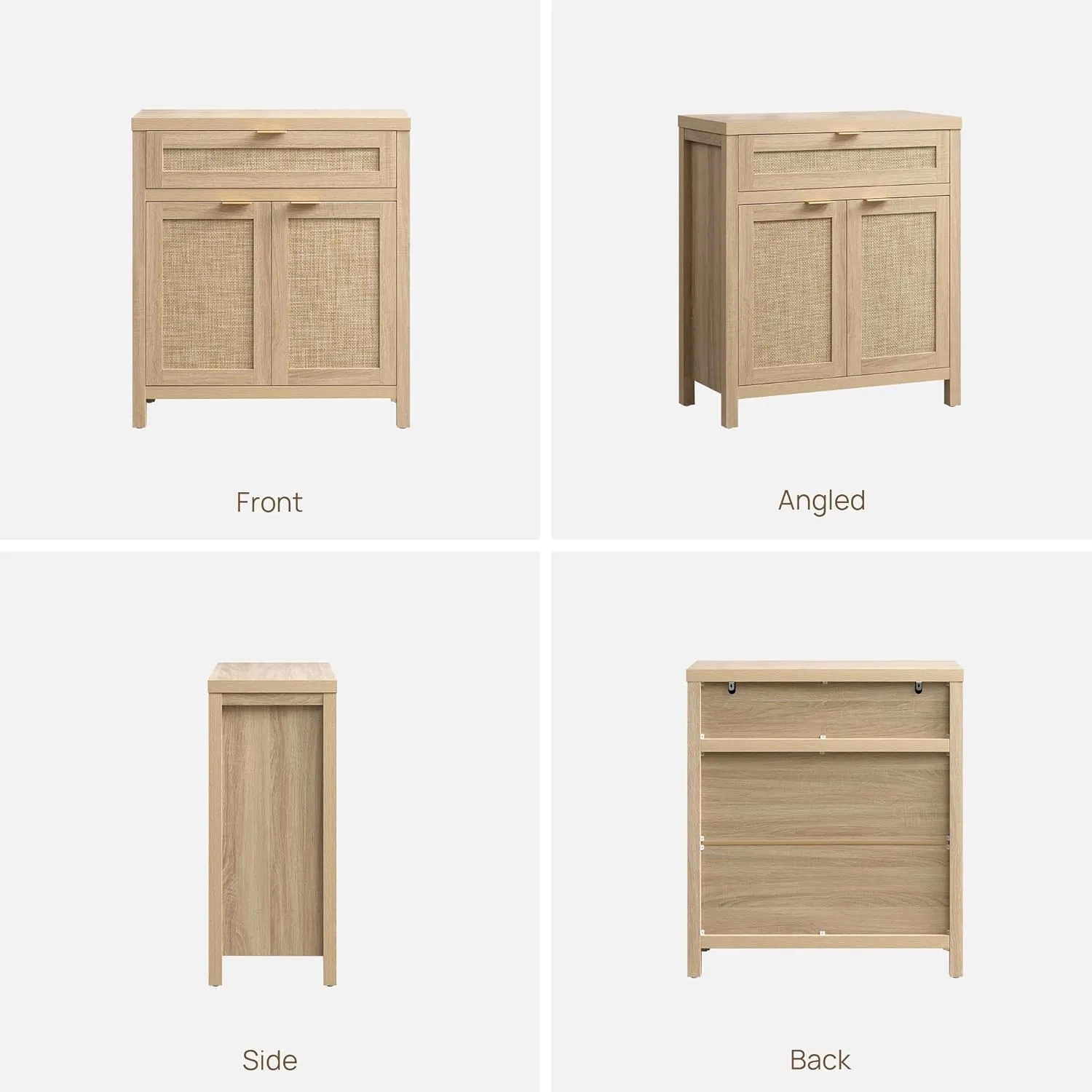 SICOTAS Sideboard Buffet Storage Cabinet Set of 3, Rattan Credenza Buffet Table, Boho Console Accent Cabinet with Doors and Drawer, Coffee Bar for Kitchen Entryway Living Room, Natural