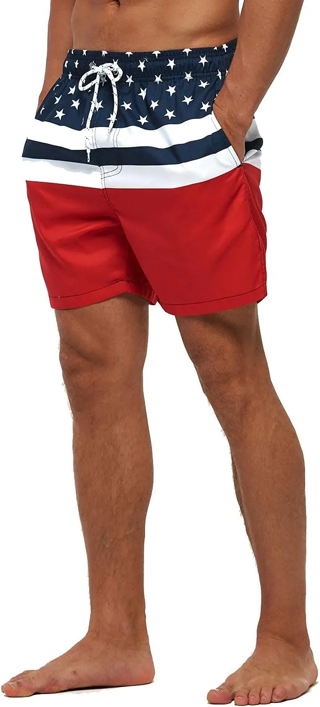 SILKWORLD Mens Swimming Trunks 5 Inch Inseam Swim Shorts Summer Bathing Suit Swimwear Beachwear with Pockets