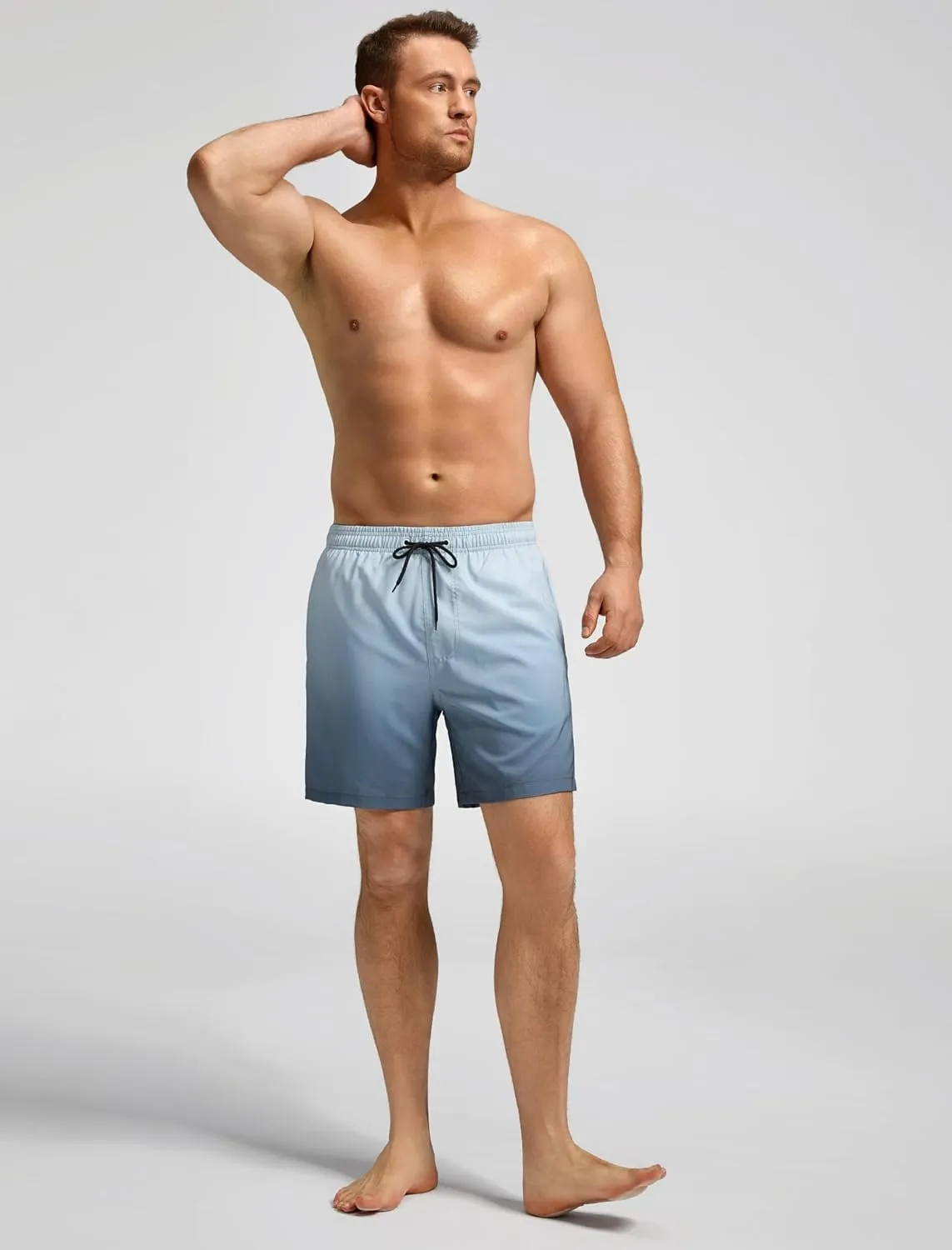 SILKWORLD Mens Swimming Trunks with Compression Liner Quick Dry 5 inch Swim Shorts with Zipper Pockets